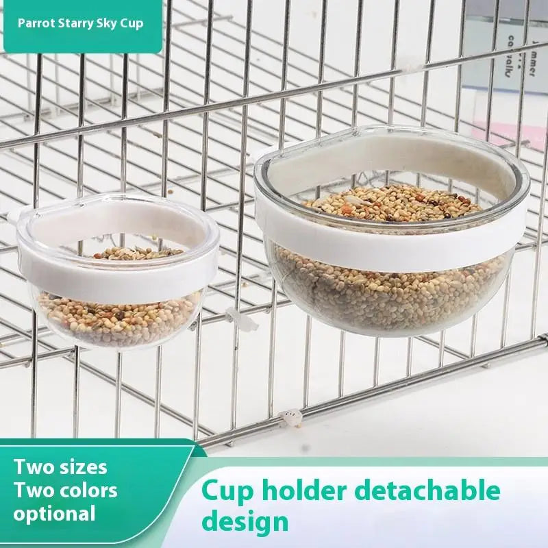 Detachable Transparent Bird Feeder Bowl | Cage Hanging Cup Bird Feeder Bowl QXL
