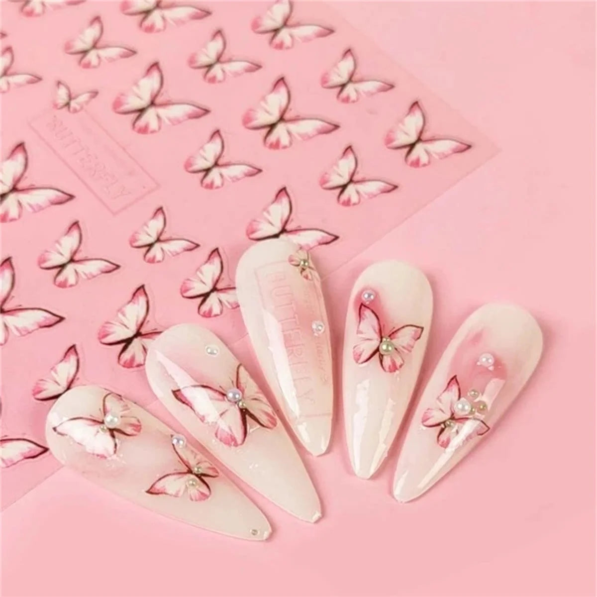 5D Butterfly Nail Art Stickers | Kawaii DIY Decal Sliders Nail Art Stickers QXL