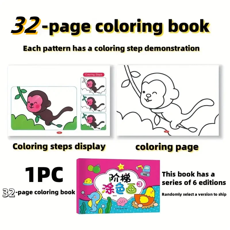 32-Page Kids Coloring & Doodle Activity Book | Chinese Version Kids Activity Book QXL