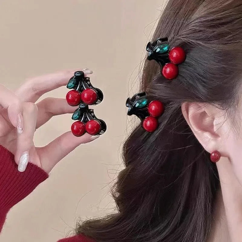 Cherry Crab Claw Hair Clip – Cute Small Hairpin for Women & Girls Hair Claw Clip QXL