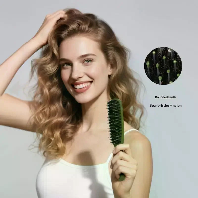Boar Bristle Travel Hair Brush – Detangling & Frizz Control Boar Bristle Hair Brush QXL