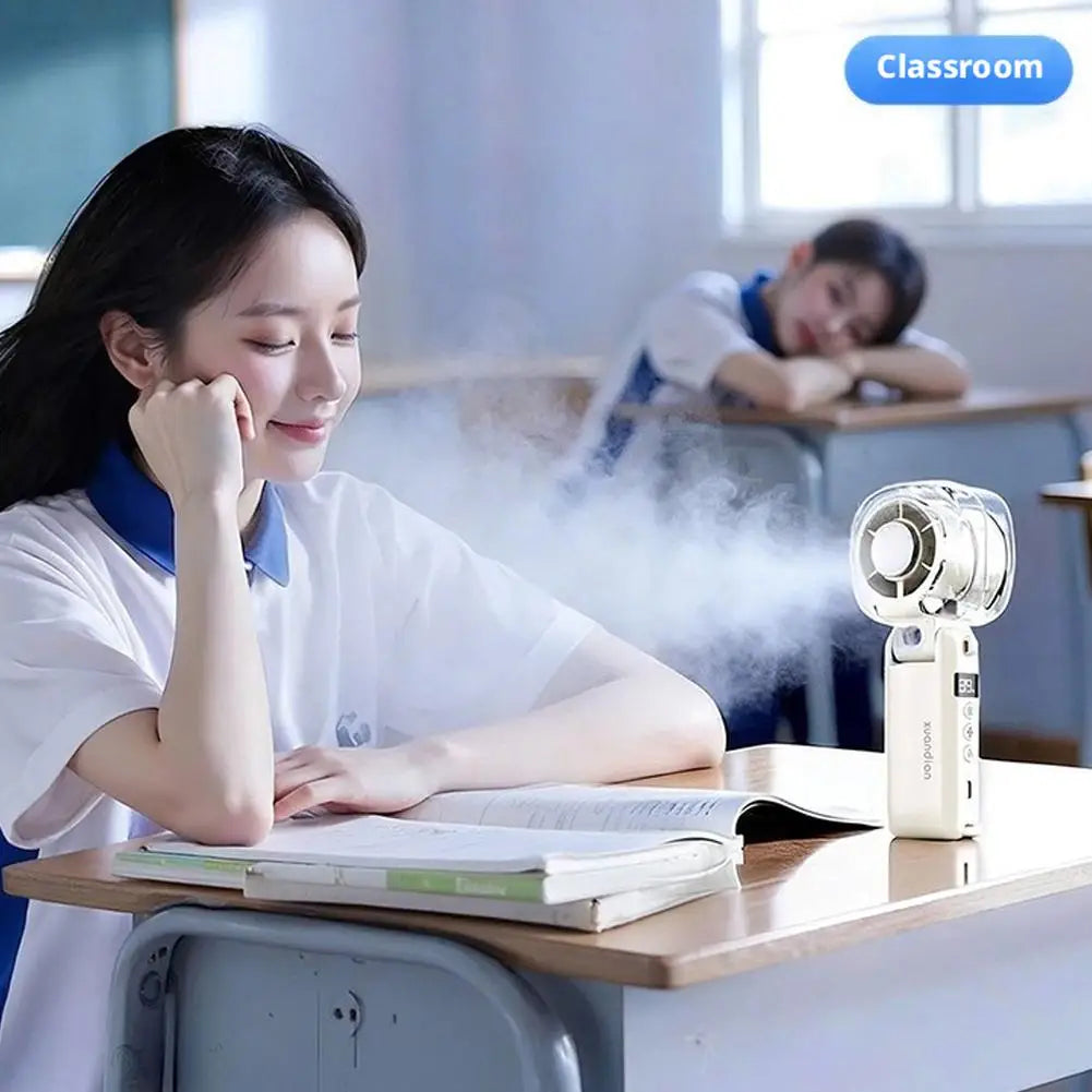 Handheld Mist Fan 3000mAh | 199-Speed Foldable Ice Cooling Handheld Mist Fan QXL