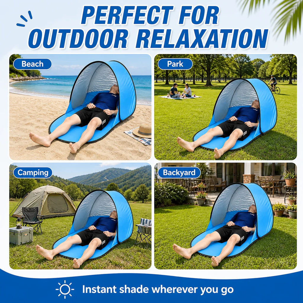 Portable Pop-Up Sun Shelter Tent | Single Person Beach Canopy Pop-Up Sun Shelter QXL