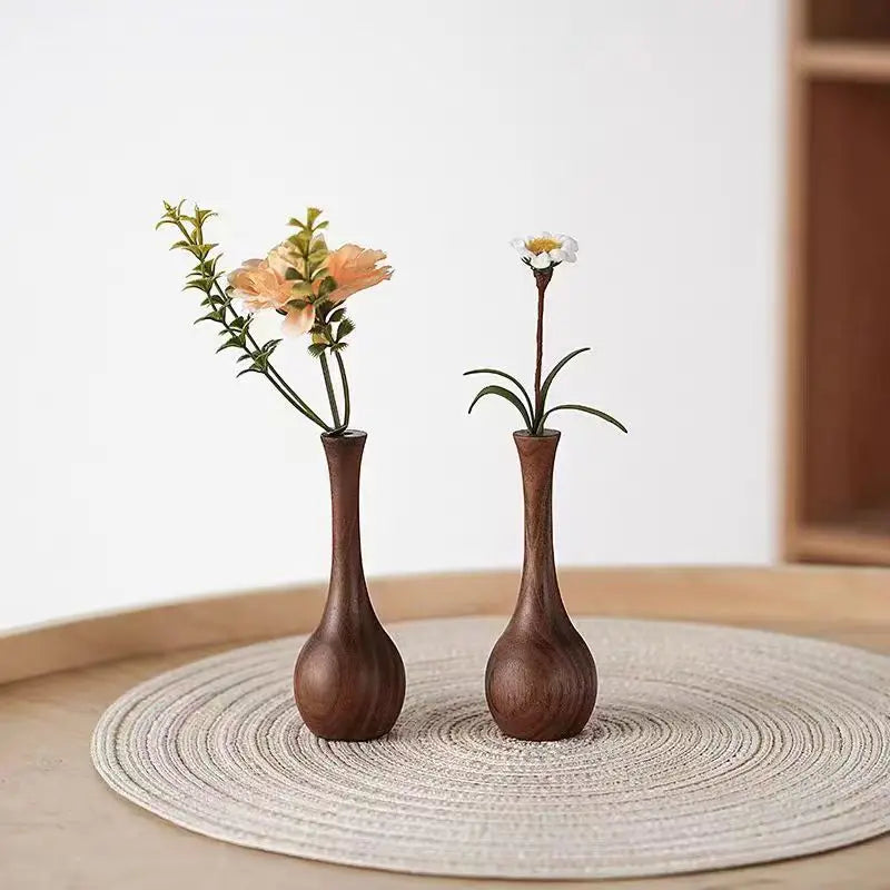 Mini Walnut Wood Vase | Dried Flower & Aromatherapy Holder Wooden Mini Vase QXL