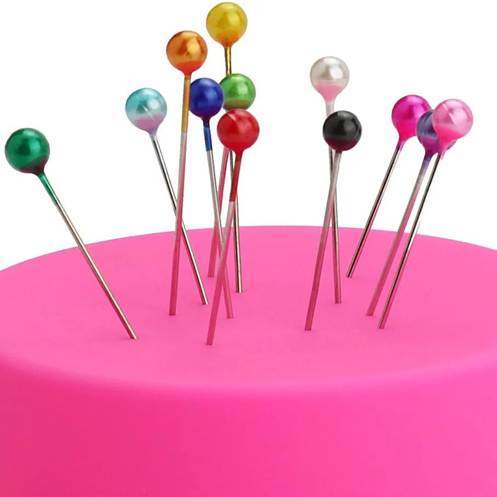 100-Pack Pearl Head Sewing Pins | 12 Colors Stainless Steel Sewing Pins QXL