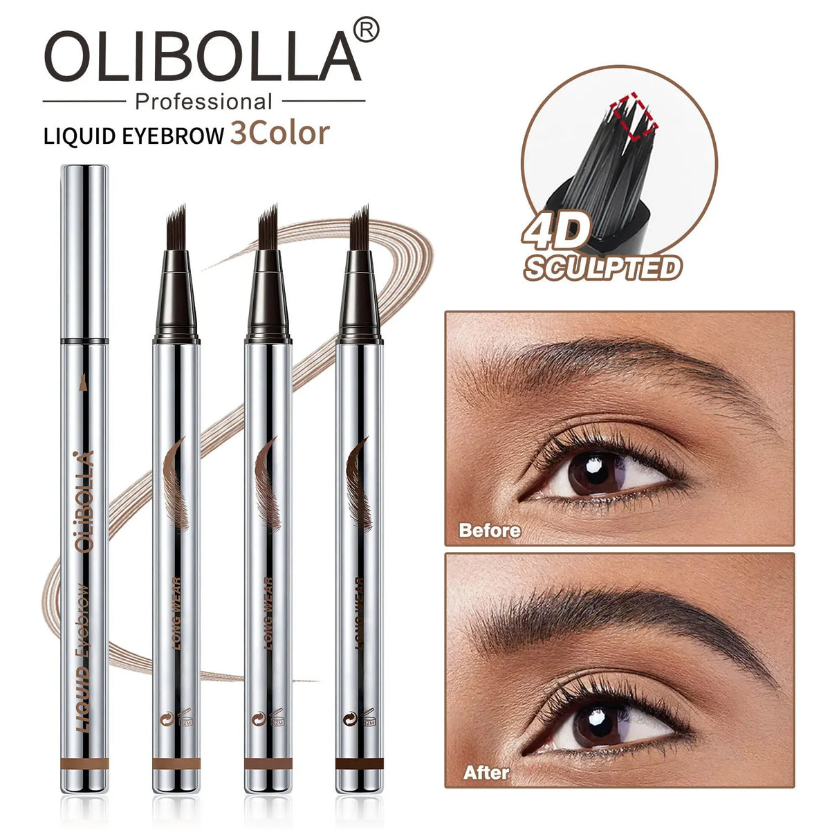 4-Fork Liquid Eyebrow Pen | Waterproof Microblading Brow Tattoo Liquid Eyebrow Pen QXL