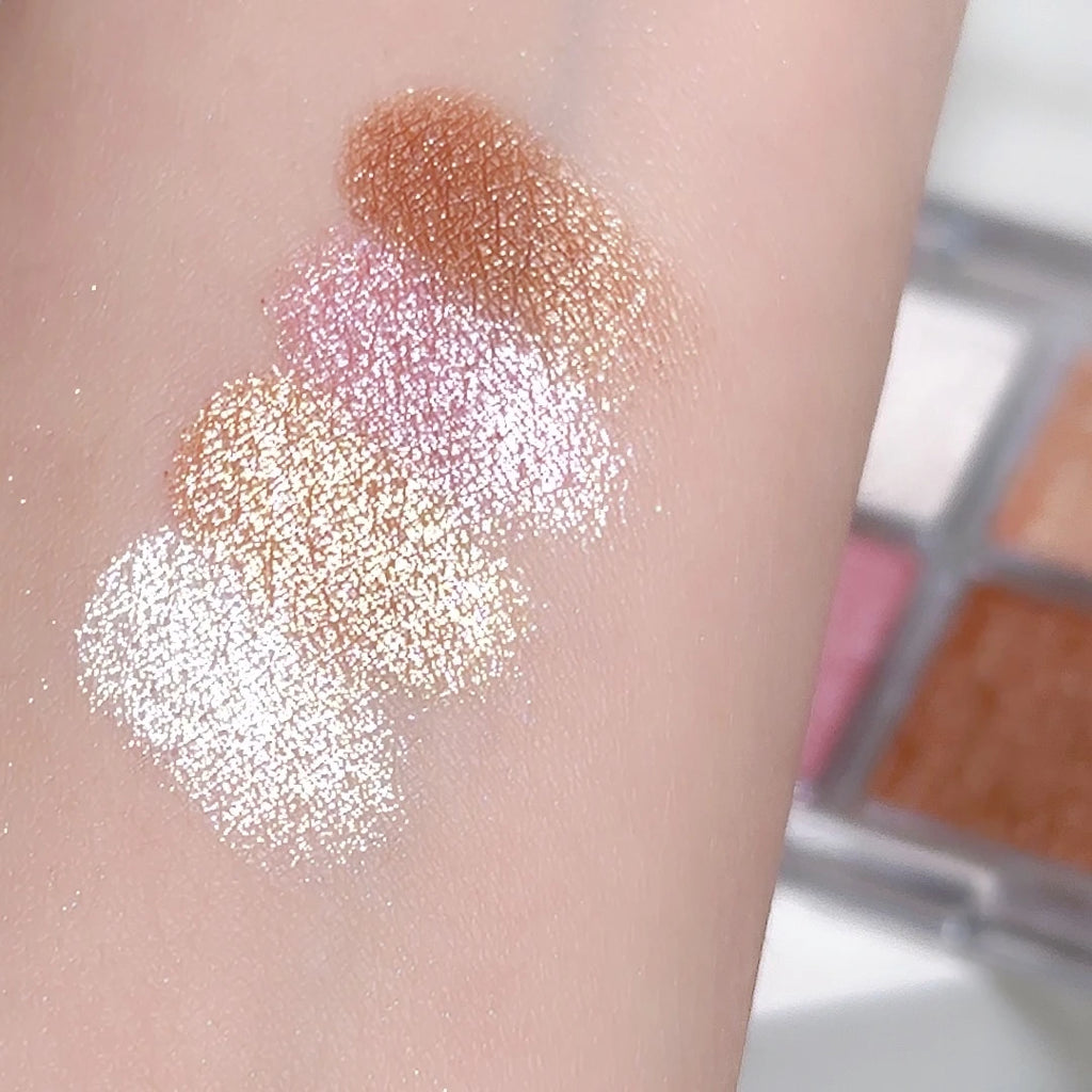 4-Color Face Highlighter Palette | Shimmer Baked Powder Glow Face Highlighter Palette QXL