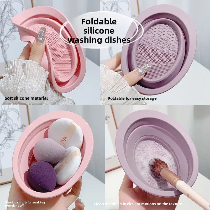 Silicone Makeup Brush Cleaning Bowl | Foldable Wash Box Brush Cleaning Bowl QXL