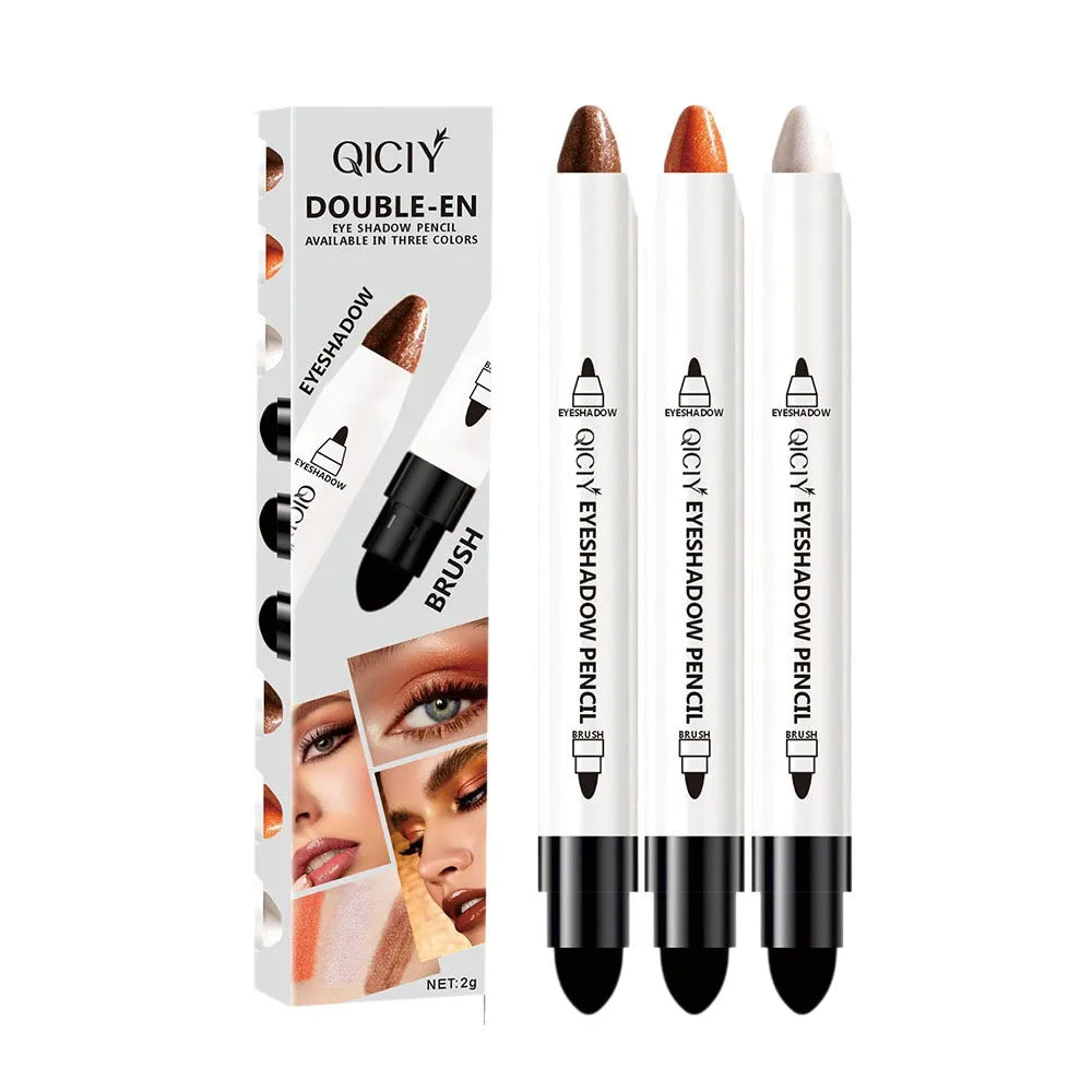 Double-Ended Pearlescent Eyeshadow Stick & Highlight Brush Eyeshadow Stick QXL