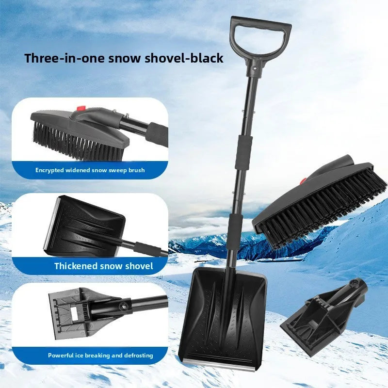 3-in-1 Extendable Car Snow Removal Kit – Shovel, Scraper & Brush Car Snow Removal Kit QXL black