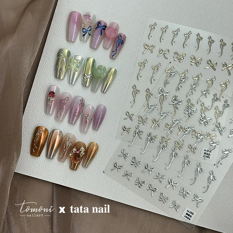 5D Glitter Butterfly Nail Stickers | Gold Silver Laser Decals Nail Art Stickers QXL
