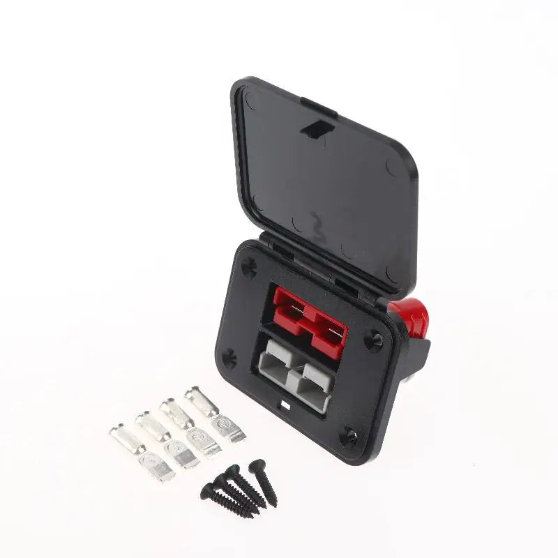50A 600V Twin Flush Mount Plug Connector | EV & Forklift Flush Mount Connector QXL Red gray plug
