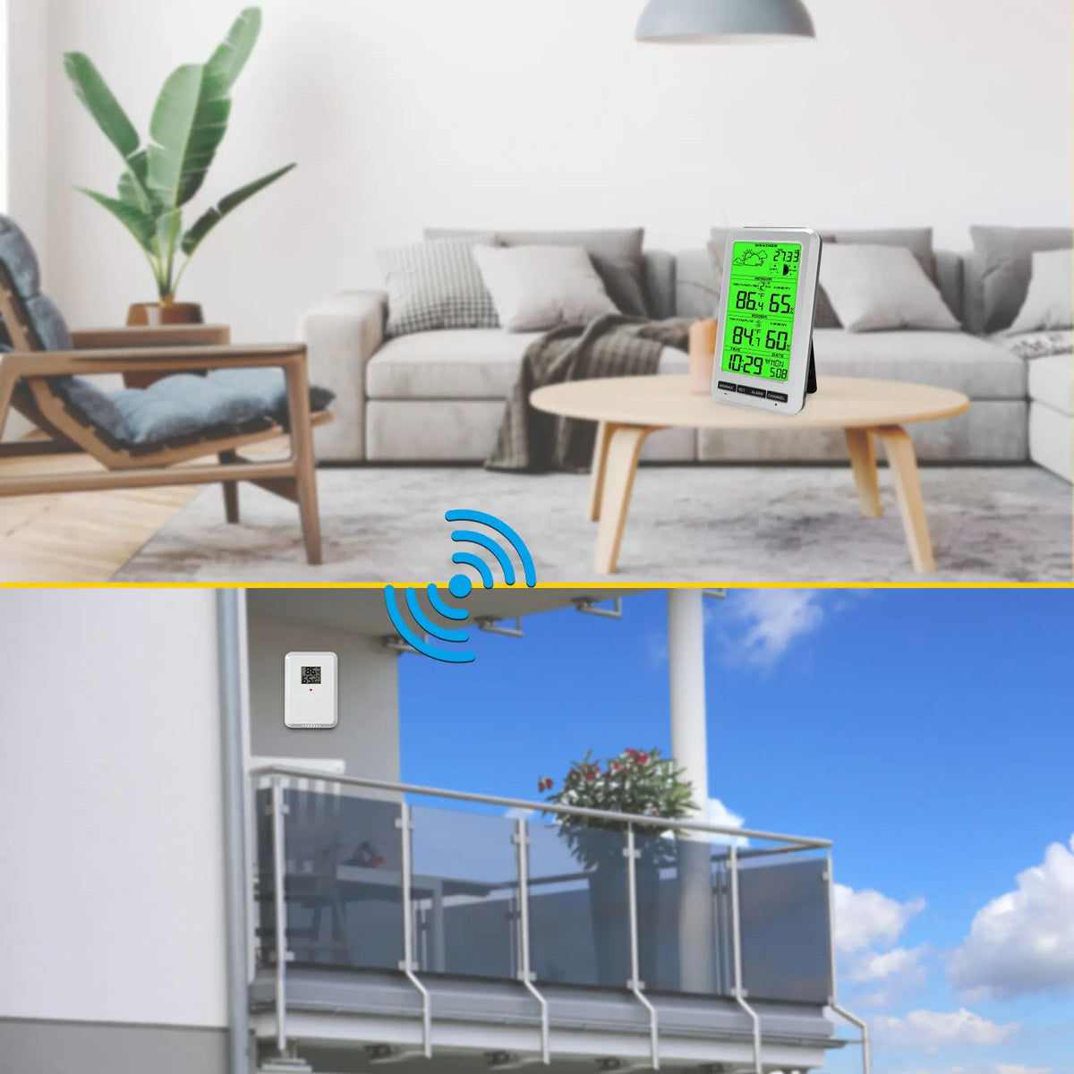Wireless Weather Station Indoor/Outdoor Thermometer & Moon Phase Wireless Weather Station QXL