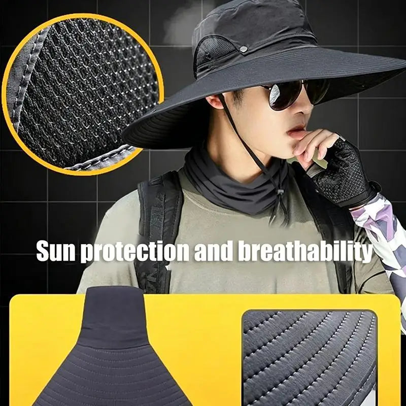 Wide Brim Sun Hat UV Protection | Foldable Mesh Cap Wide Brim Sun Hat QXL