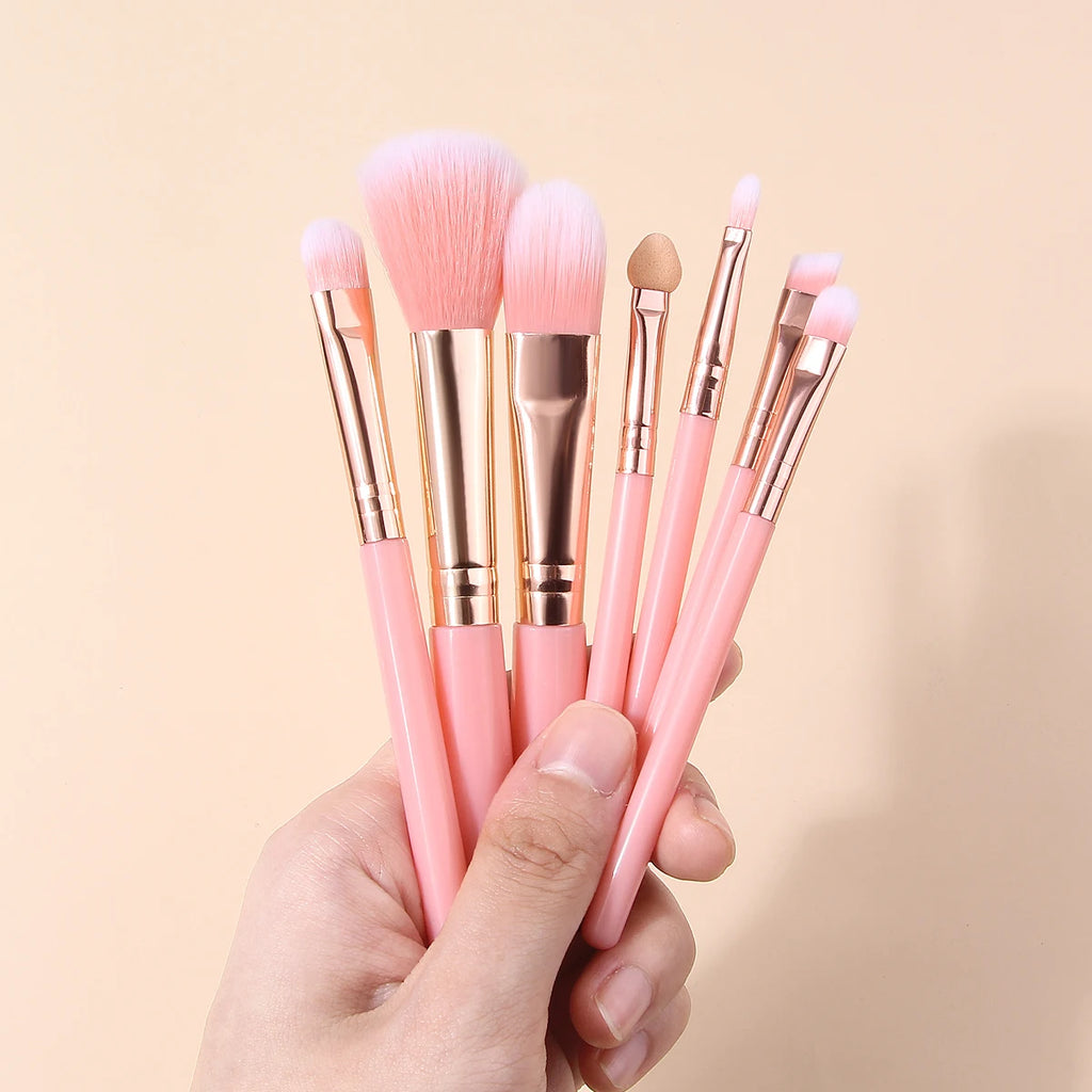 10-Pc Pink Mini Makeup Brush Set with Sponge Egg | KOSSHOW Makeup Brush Set QXL