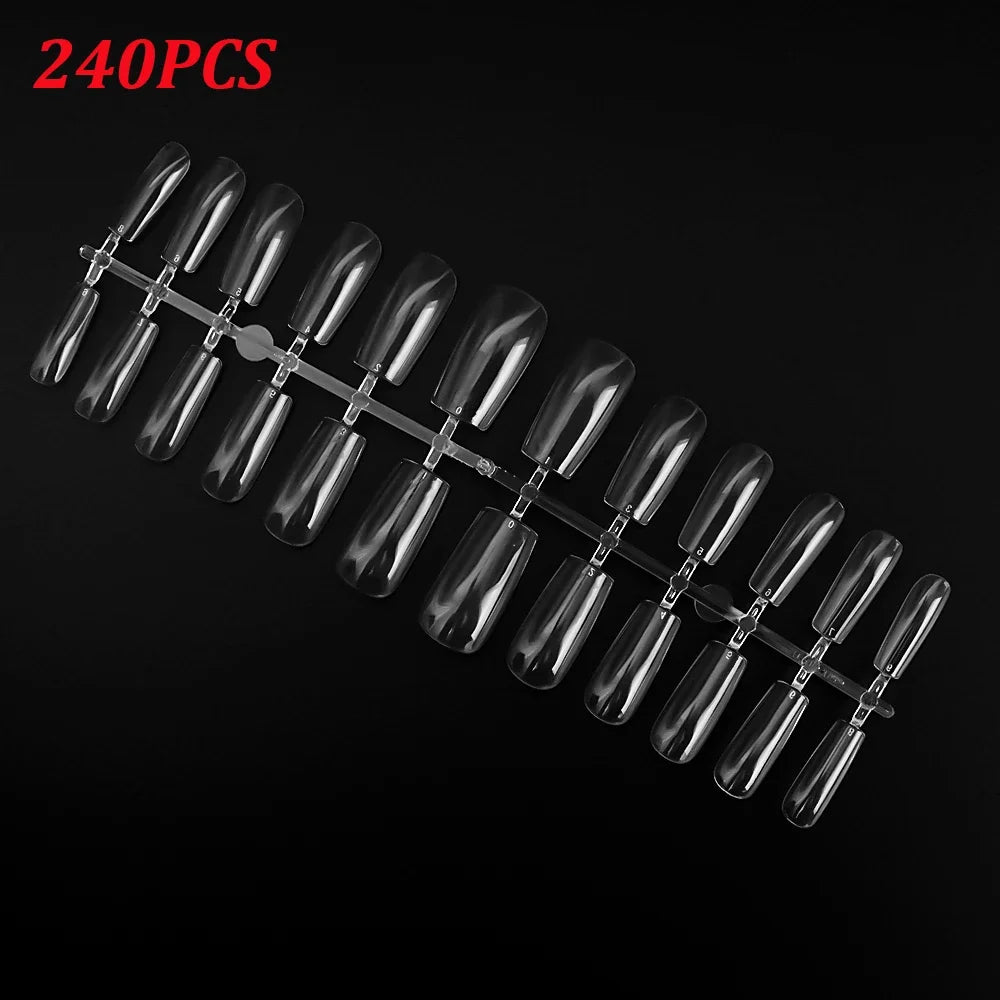 240-Pc Transparent Coffin & Stiletto False Nail Tips | Full Cover False Nail Tips QXL A06