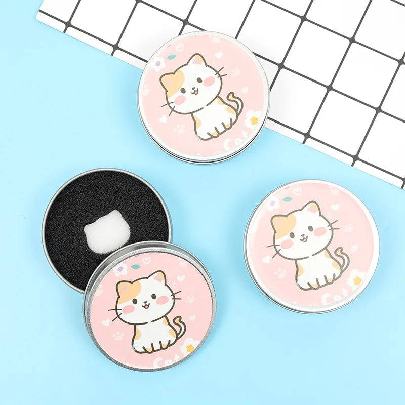 Cartoon Cat Makeup Brush Cleaner Sponge & Portable Case Set Brush Cleaner Set QXL