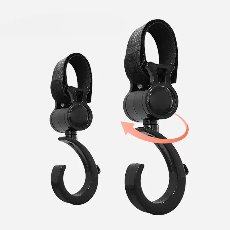 2-Pack Cartoon Stroller Hooks | Adjustable Bag & Umbrella Hook Stroller Hook Set QXL B241 Black-2pcs