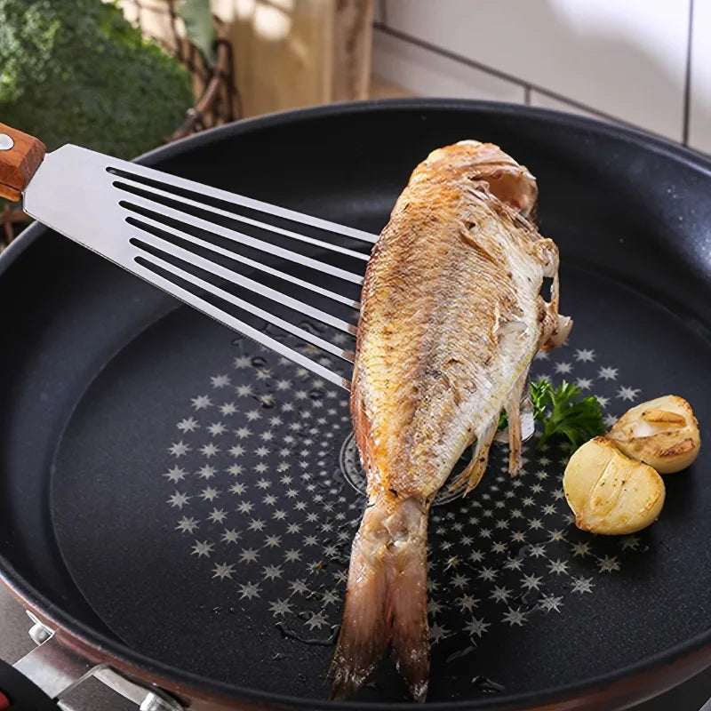 Stainless Steel Non-Slip Frying Spatula | Fish Egg Steak Frying Spatula QXL