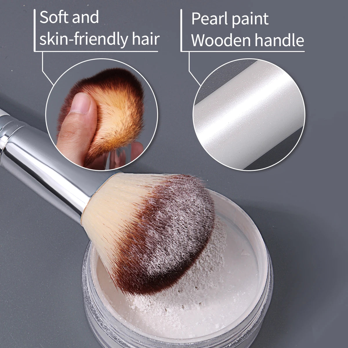 KOSSHOW Large Powder Brush – Fluffy Nylon Wooden Handle Powder Makeup Brush QXL
