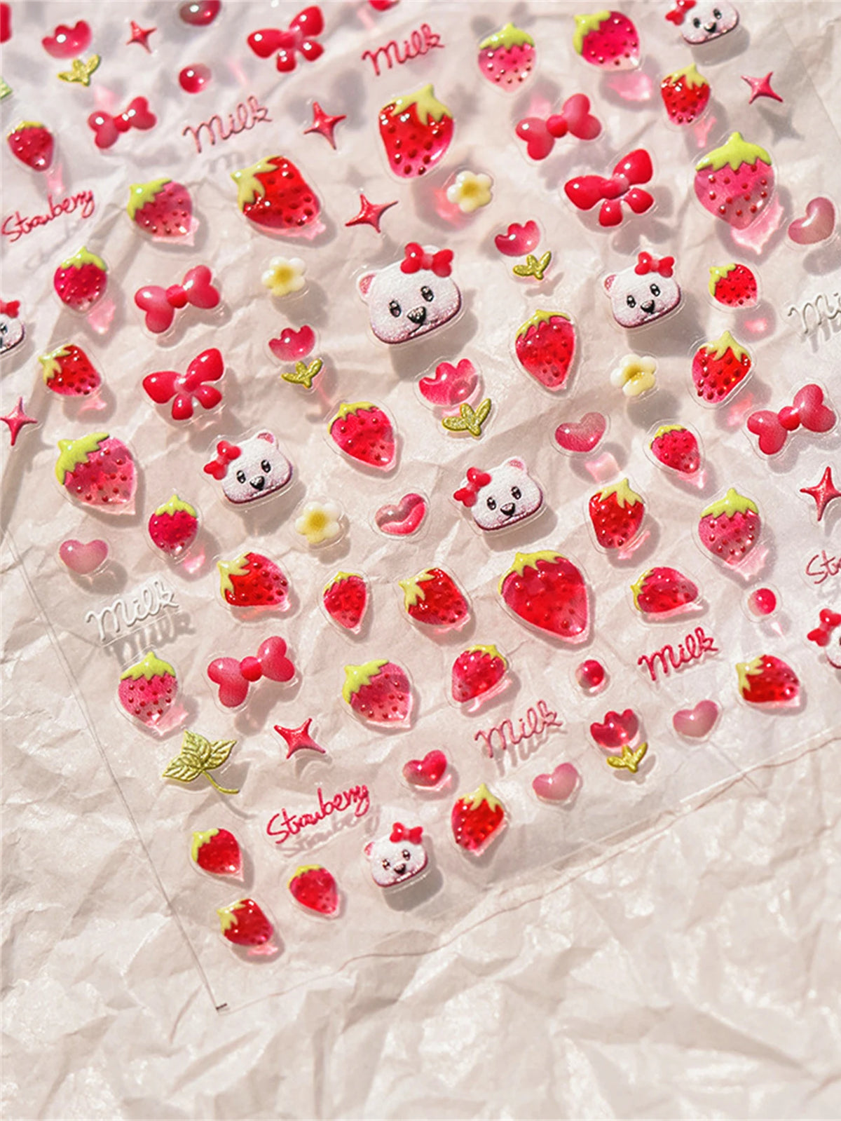 5D Embossed Nail Stickers – Rabbit & Strawberry Decals Nail Art Stickers QXL