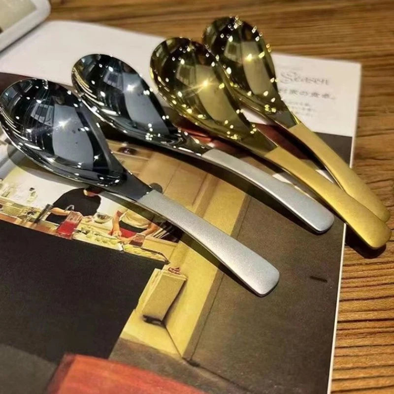 Mirror Polished Stainless Steel Soup & Coffee Spoon | Gold Silver Flatware Spoon QXL