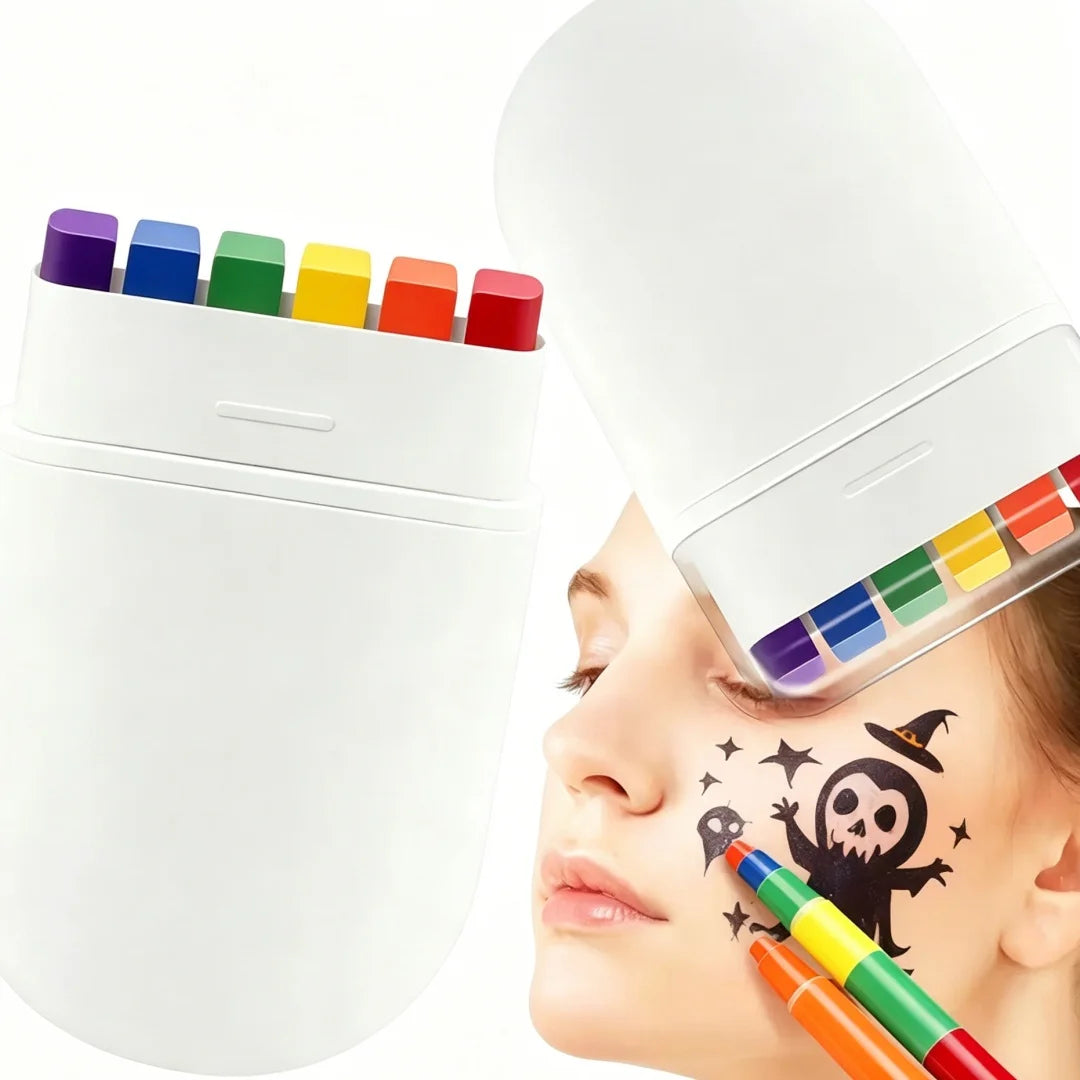 Rainbow Face Paint Crayon Set – 6 Colors for Sports Fans Face Paint Crayons QXL
