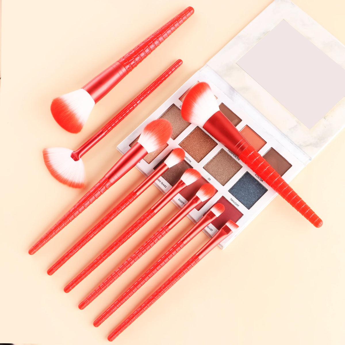 Ronshadow 9-Pc Makeup Brush Set | Crocodile Texture Handle Makeup Brush Set QXL