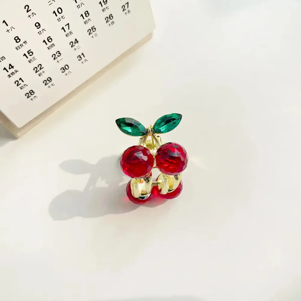 Red Crystal Mini Hair Claw Clip | Rhinestone Korean Style Hair Claw Clip QXL