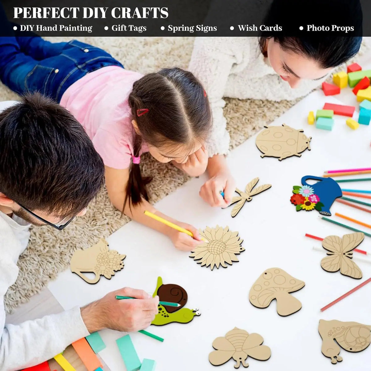 80-Piece Kids Wooden DIY Painting & Doodle Art Set Kids DIY Art Kit QXL