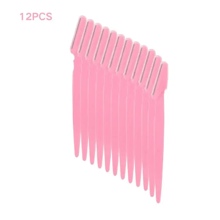 Portable Eyebrow Trimmer & Face Razor | Stainless Steel Blades Eyebrow Trimmer Razor QXL M7 12pcs pink