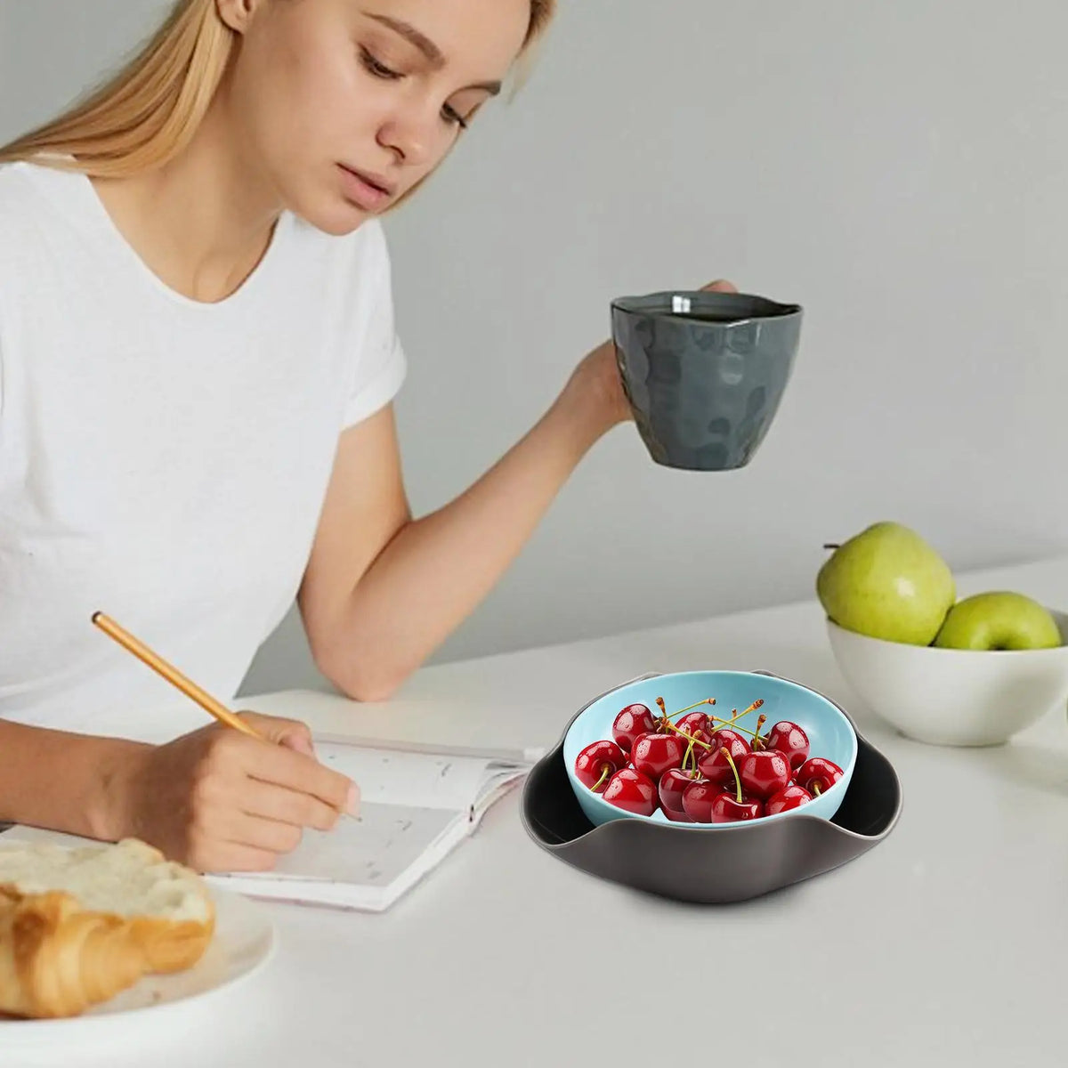 Double Layer Pistachio Bowl with Nut Shell Organizer Snack Serving Bowl QXL