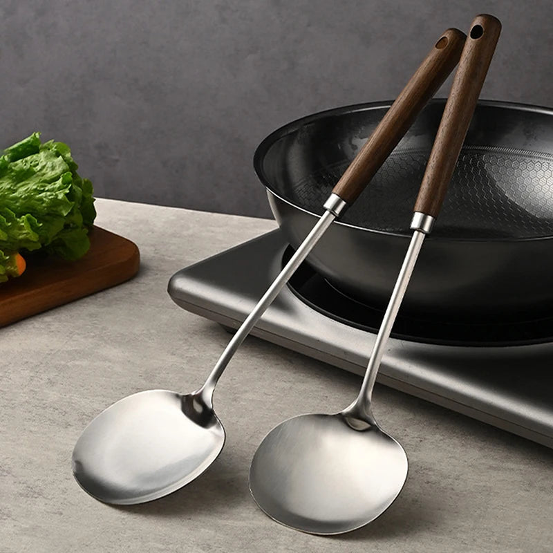 Stainless Steel Wok Spatula with Walnut Handle | 3 Sizes Wok Spatula QXL