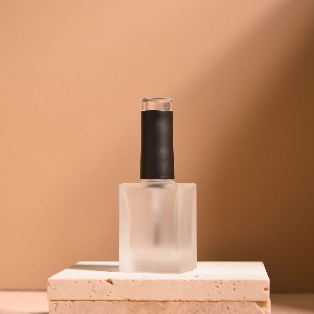 15ml Frosted Square Glass Nail Polish Bottle with Brush Nail Polish Bottle QXL Black 15ML Glass