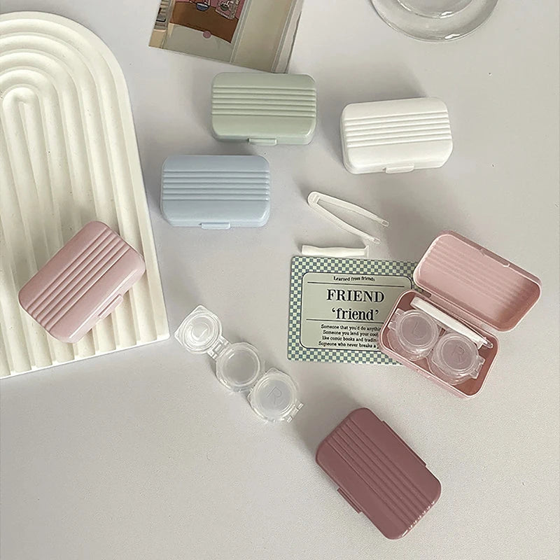 Candy Color Portable Contact Lens Case Kit with Tweezers Contact Lens Case QXL
