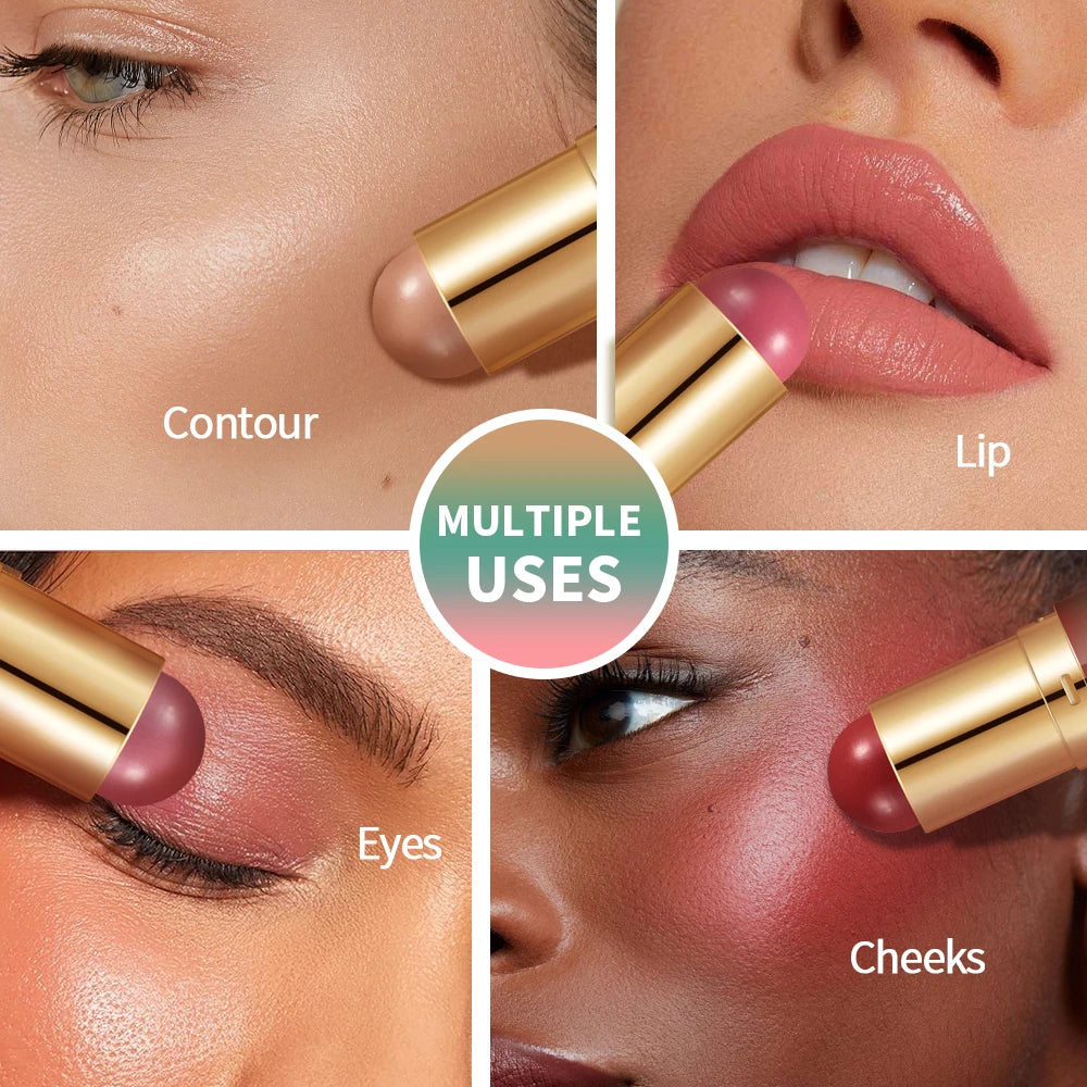 Dual-Ended Bronzer & Blush Stick | 3-in-1 Creamy Makeup Blush Bronzer Stick QXL