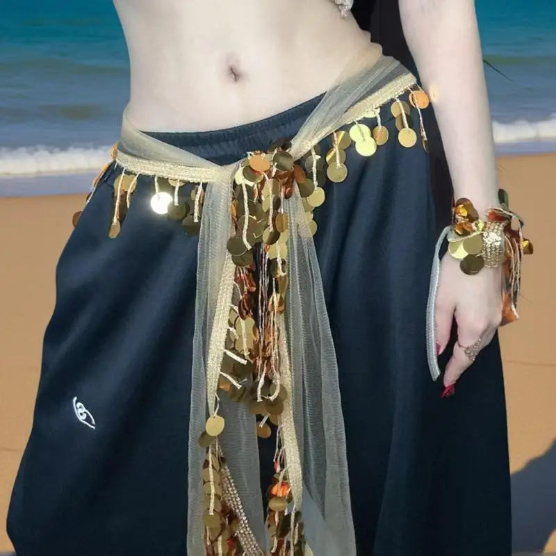 Sequined Tassel Waist Belt | Belly Dance & Hip Hop Chain Dance Waist Belt QXL
