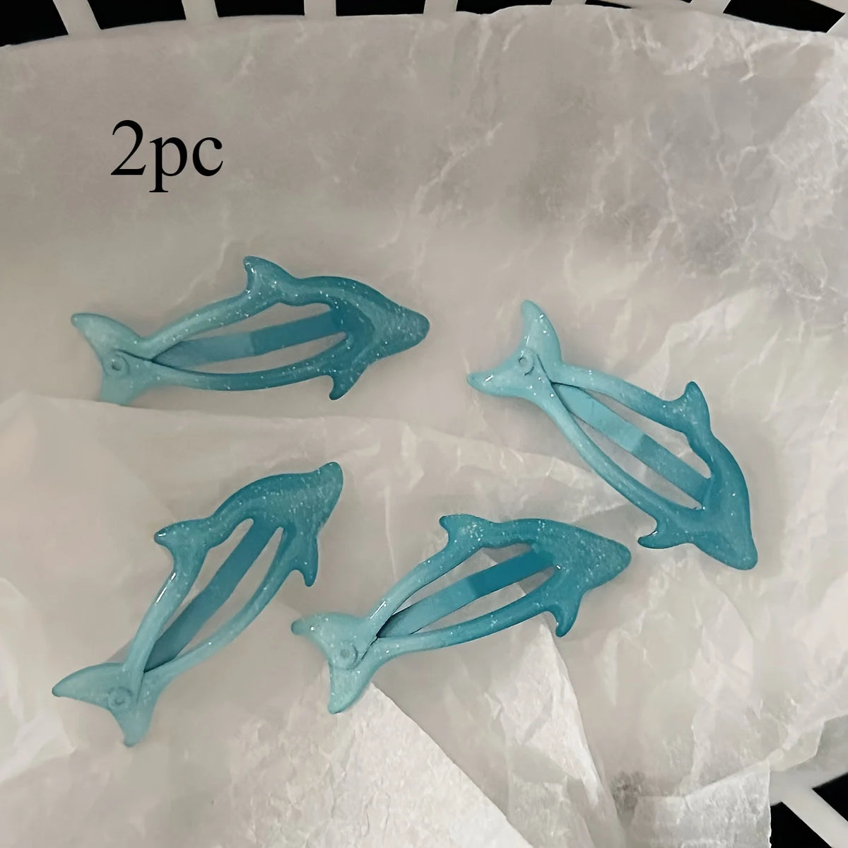 Glitter Dolphin & Bunny Resin Hair Clips for Girls & Teens Resin Hair Clips QXL