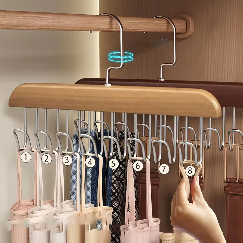 Wooden Suit Hanger with 8 Metal Hooks | Retro Finish Wooden Suit Hanger QXL