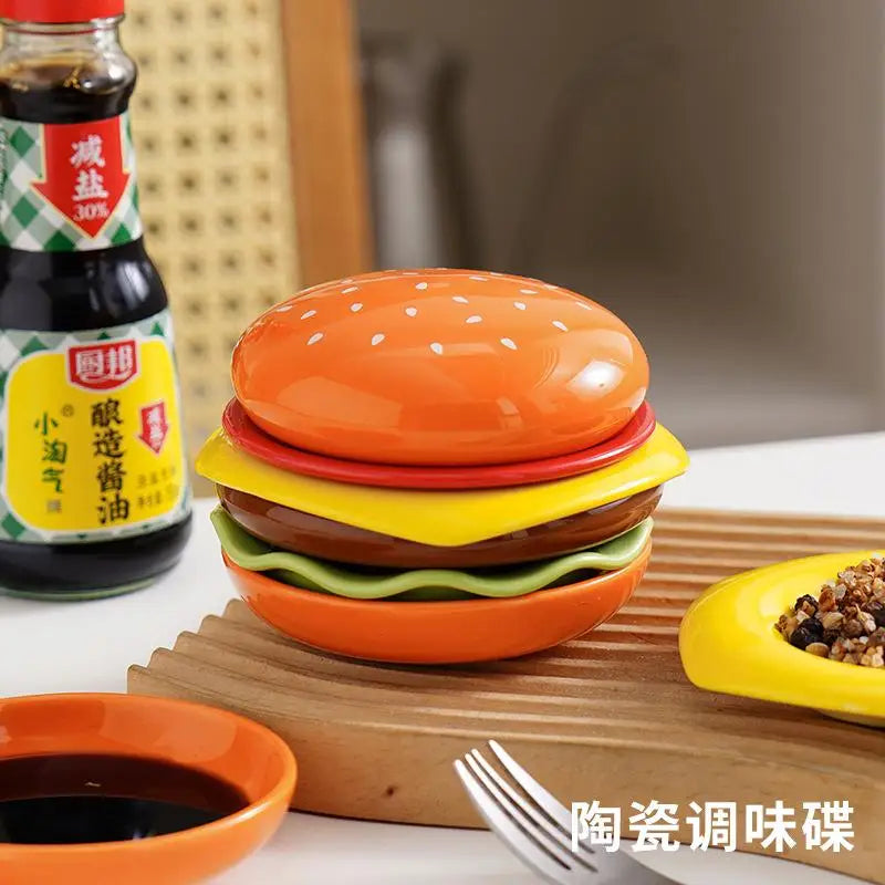 6-Layer Stackable Hamburger Plate Set | Sauce & Snack Plates Stackable Plate Set QXL