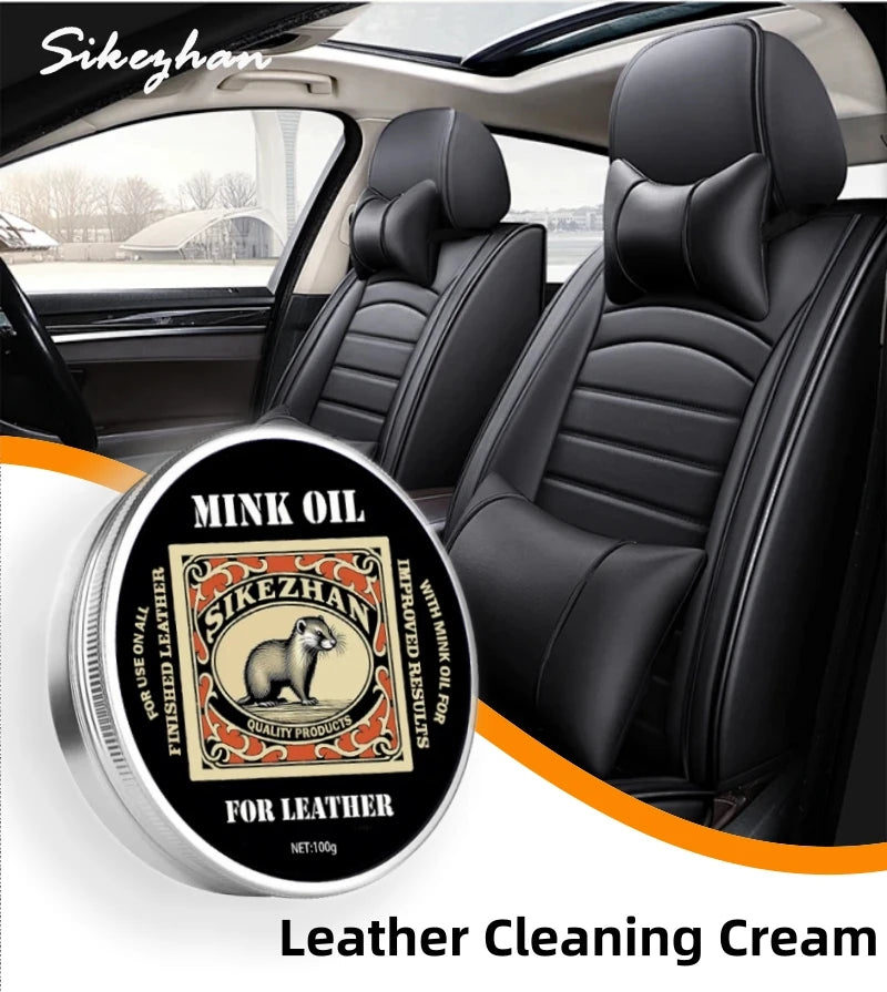 Car Leather Care Mink Oil: All-in-One Cleaner & Protector for Interior (Seats/Dash), Colorless, Odorless, Safe for All Leather QXL