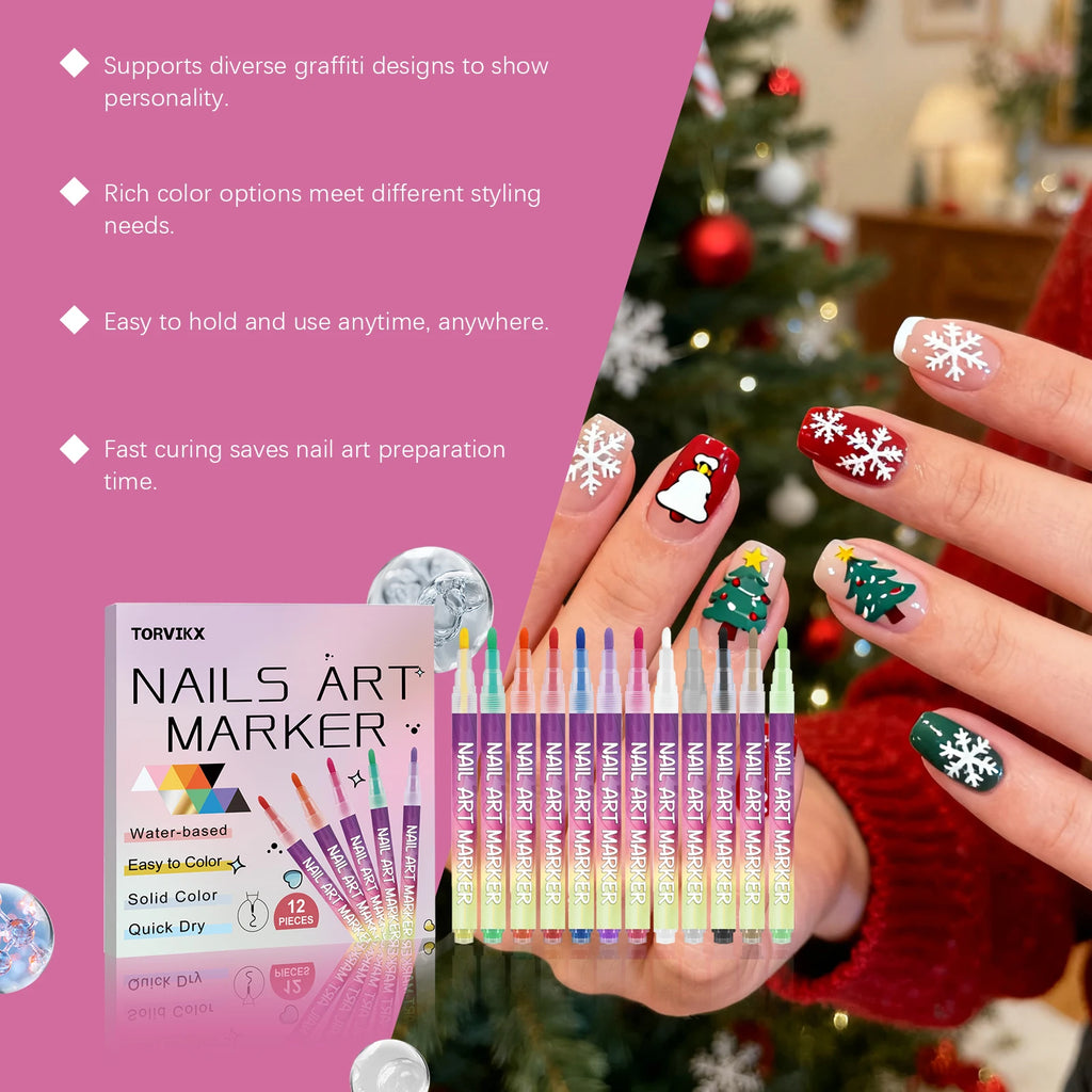 Waterproof Nail Art Graffiti Pen | Fine Tip Drawing Tool Nail Art Pen QXL
