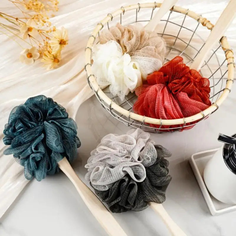 Wooden Handle Bath Brush | Soft Mesh Back Scrubber Bath Back Scrubber QXL