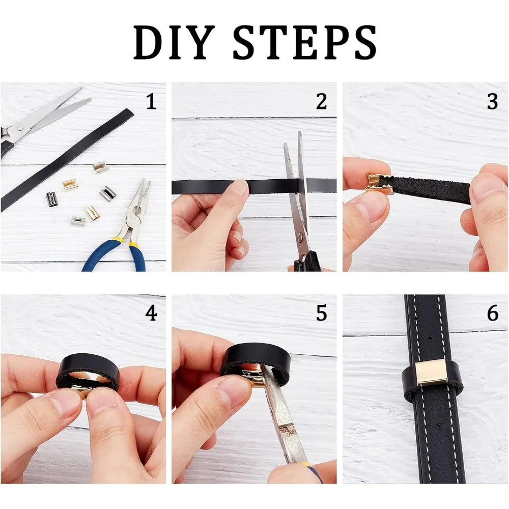 180-Pack Fold Over Cord Ends | 9mm 10mm Crimp Ribbon Caps Cord End Crimp Clips QXL