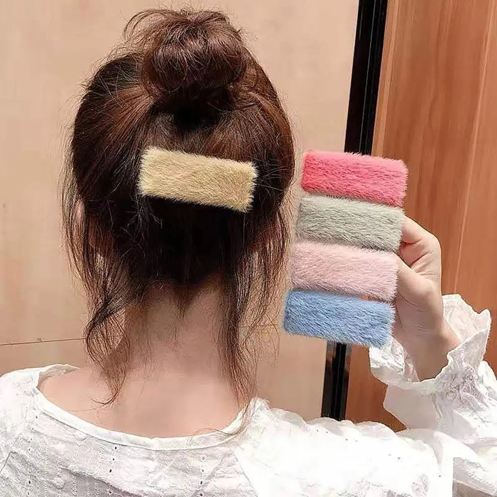 Fluffy Plush Bang Clip | INS Style Hairpin for Girls Plush Hair Clip QXL
