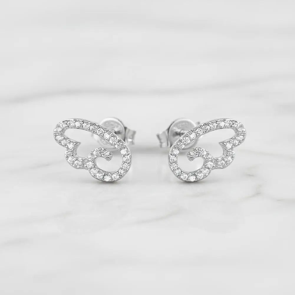 Angel Wing Rhinestone Stud Earrings | Hypoallergenic Cartilage Stud Earrings QXL