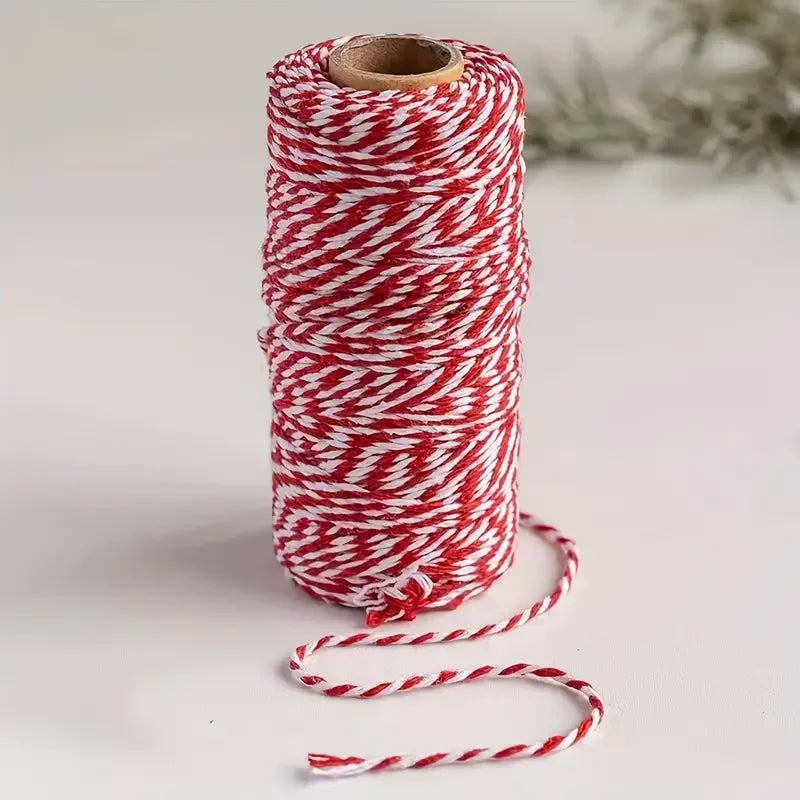 100m Red & White Braided Christmas Craft Cord | Holiday Rope Craft Cord Rope QXL 100 meters