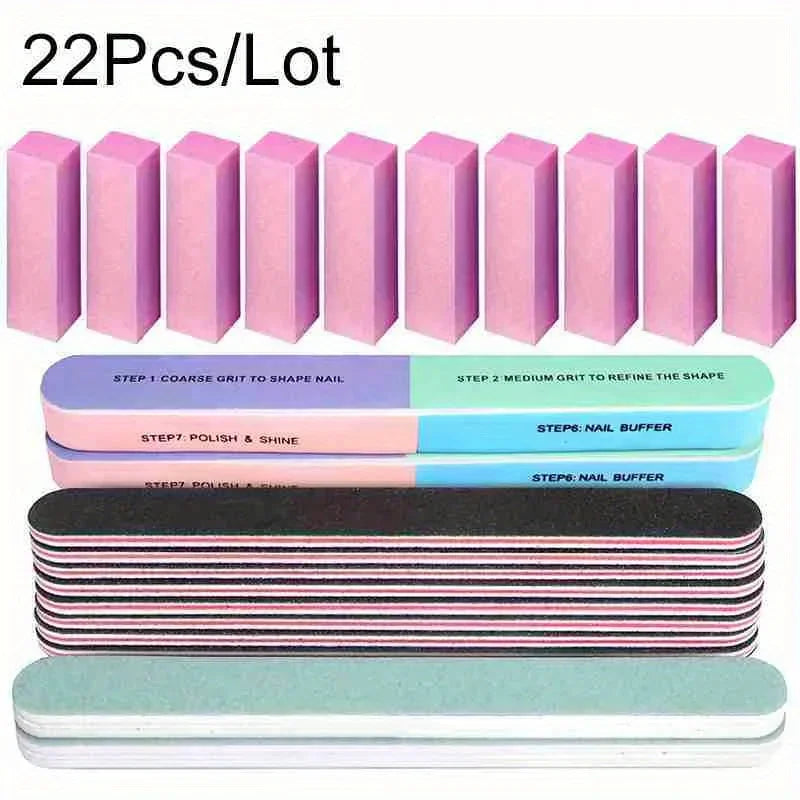 22-Pc Nail File & Manicure Set | Buffer, Cuticle & Pedicure Tools Nail Manicure Set QXL 22pc