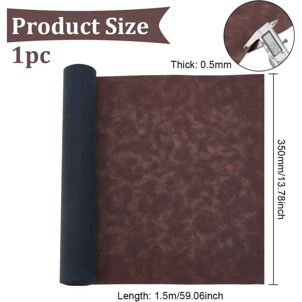 Faux Suede PU Leather Roll 59x13.7" Brown DIY Fabric Sheet Faux Suede Fabric Roll QXL
