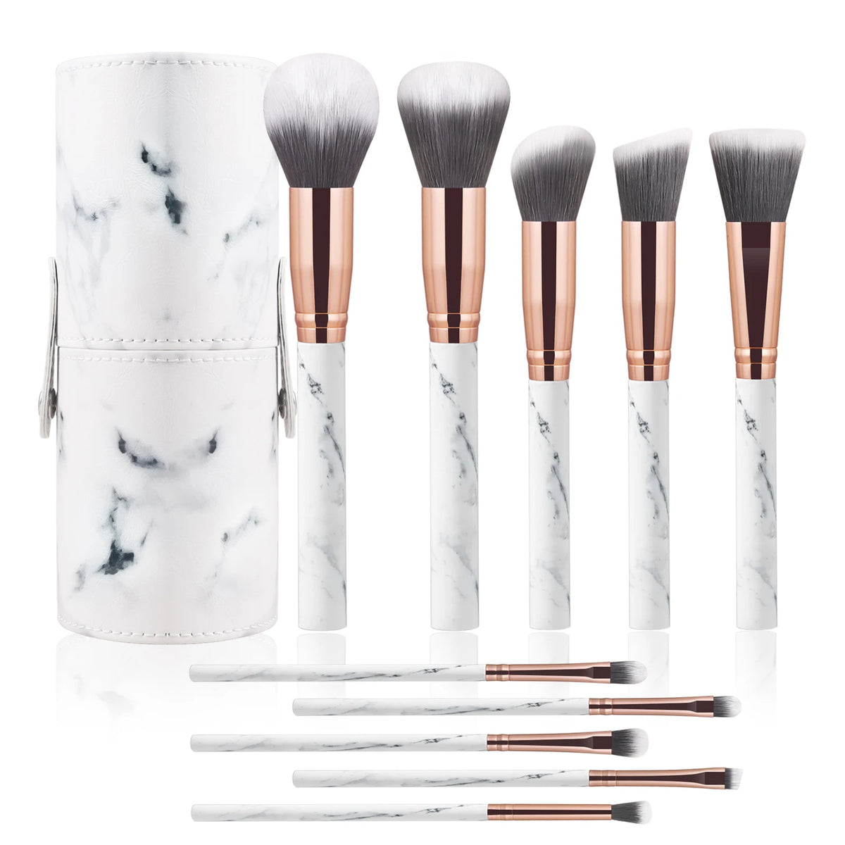 Ronshadow 10-Pc Marble Makeup Brush Set with Storage Bucket Makeup Brush Set QXL Marble Pattern